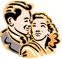 man talking to woman